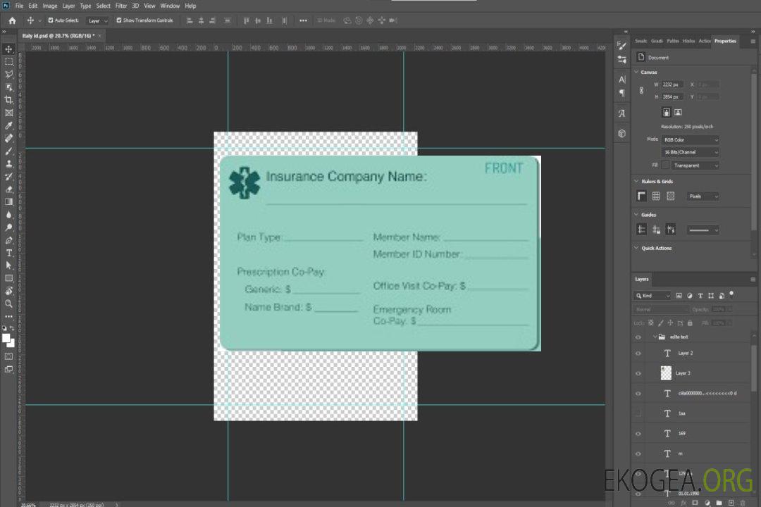 Carte d'assurance maladie de la compagnie d'assurance template